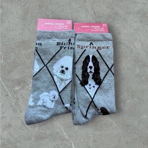 Gray Socks with Dog Designs